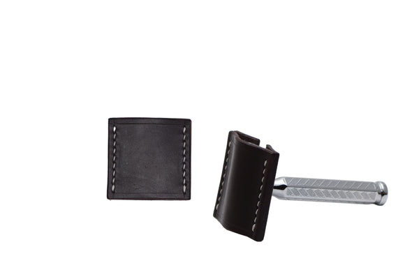 Leather safety razor blade guard