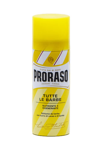 Proraso Yellow, SHAVING FOAM with Cocoa Butter and Macademia Oil TRAVEL SIZE 50ML