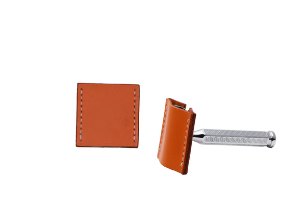 Leather safety razor blade guard