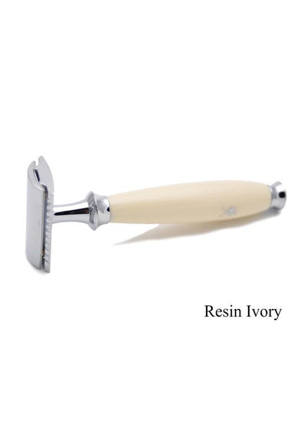 Muhle Purist double edge safety razor with ivory resin handle