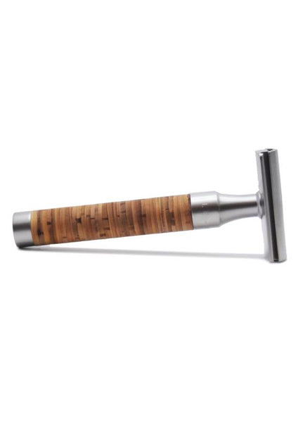 Muhle Rocca double edge safety razor with birch bark handle