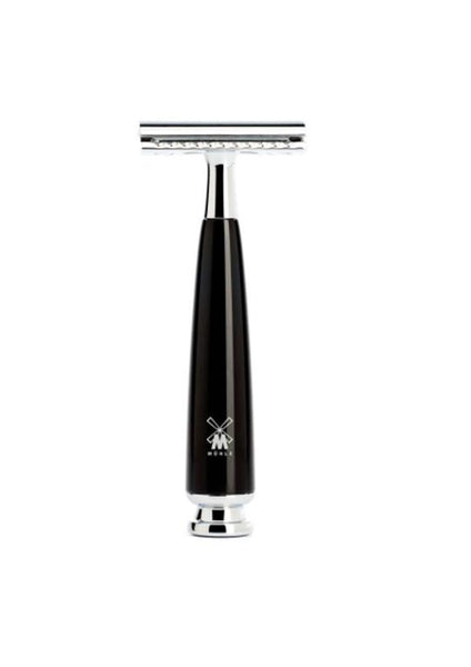 Muhle Rytmo double edge safety razor with closed comb and black resin handle