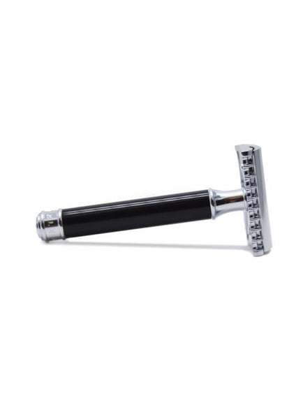 Muhle traditional double edge safety razor with open comb and black resin handle