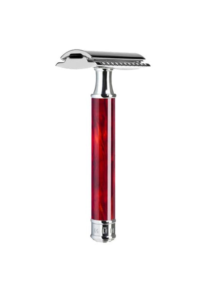 Muhle traditional double edge safety razor with closed comb and tortoiseshell resin handle