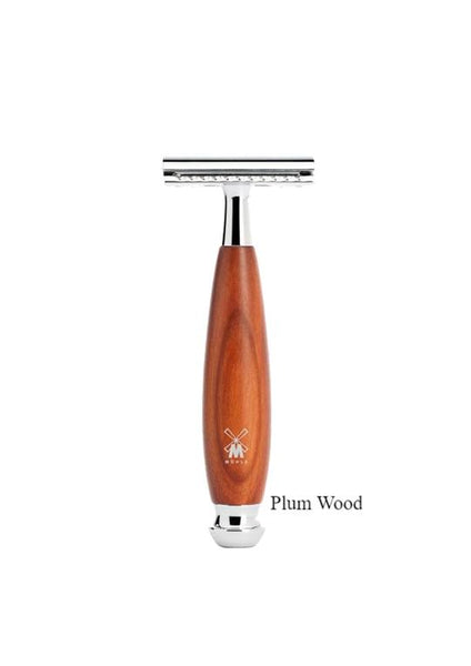 Muhle Vivo double edge safety razor with closed comb and plum wood handle