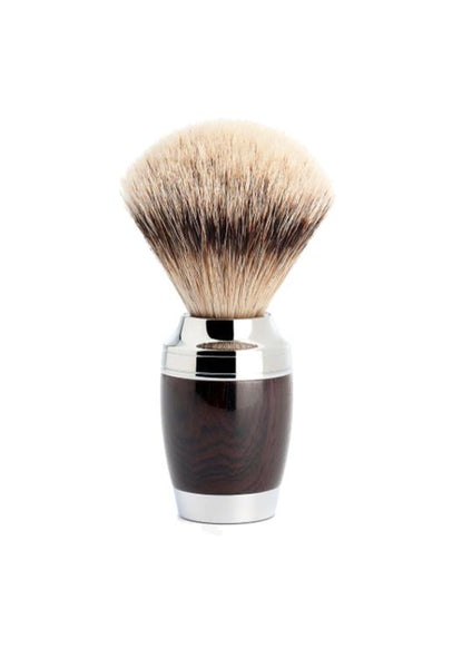 Muhle Stylo shaving brush with grenadilla wood handle and silvertip badger bristles