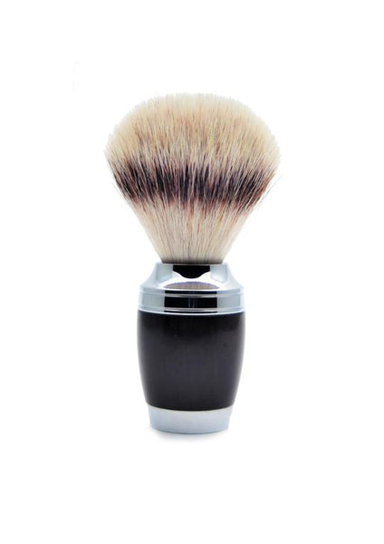Muhle Stylo shaving brush with butterscotch resin handle and synthetic fibre bristles