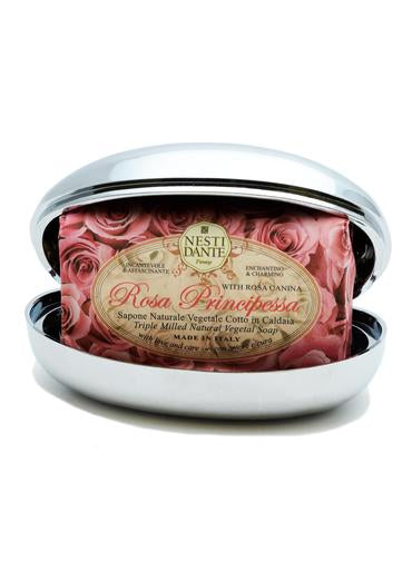 Neste Dante rose soap in a tin
