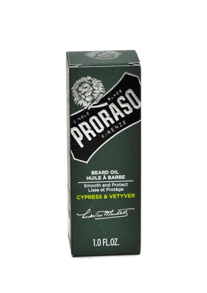 Proraso cypress and vetiver scented beard oil box