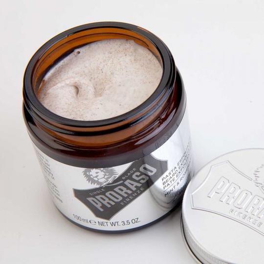 Proraso beard scrub in open tub