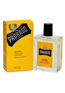 Proraso wood and spice scented cologne bottle and box