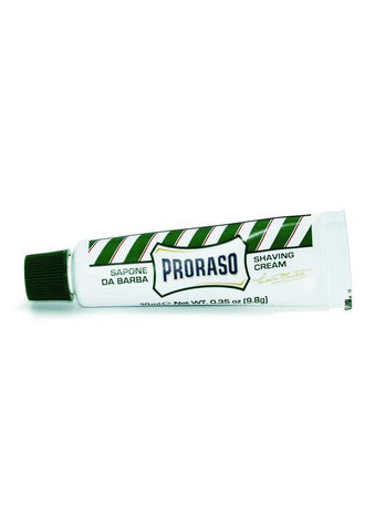 Proraso Green 10ml travel shaving cream with eucalyptus oil and menthol