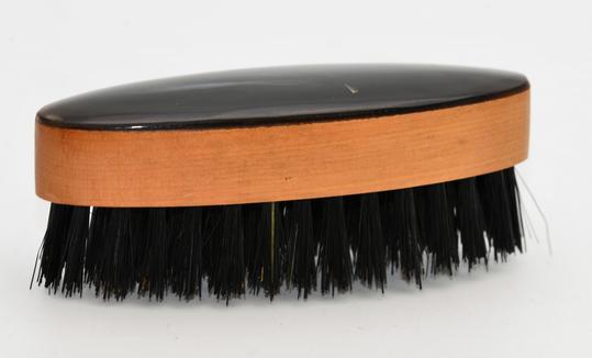 St James Shaving Emporium dark horn backed beard and moustache brush with natural bristles