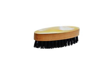 St James Shaving Emporium light horn backed beard and moustache brush with natural bristles