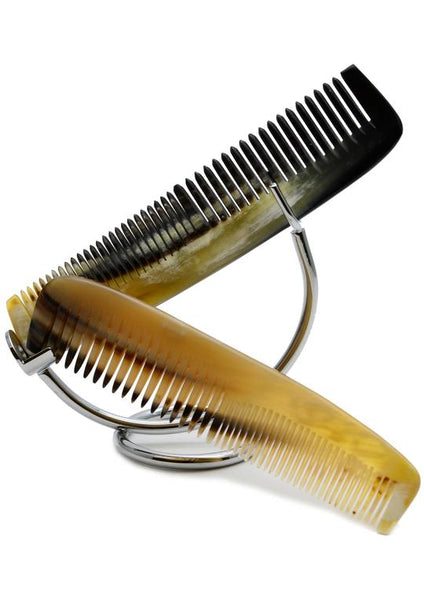 St James Shaving Emporium 140mm horn combs on a stand