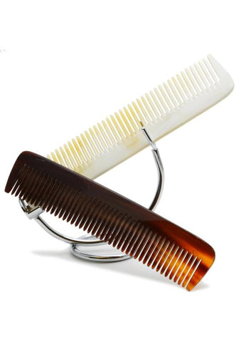 St James Shaving Emporium 170mm horn combs on a stand