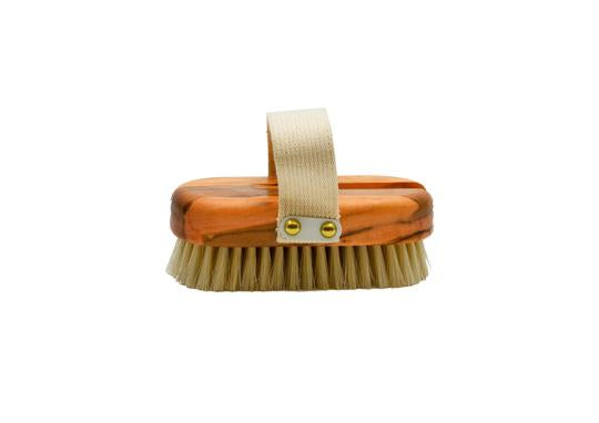 St James Shaving Emporium natural bristle bath brush with removable olivewood handle removed