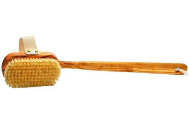 St James Shaving Emporium natural bristle bath brush with removable olivewood handle