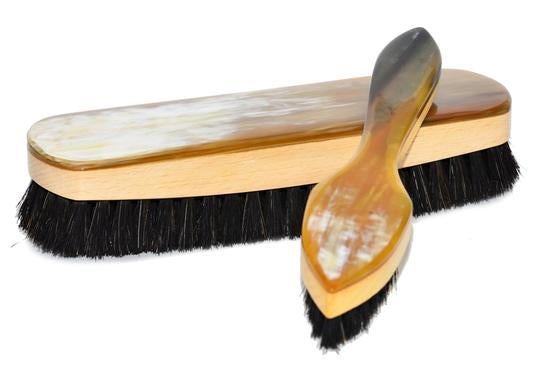 St James Shaving Emporium horn backed shoe polish applicator brush with black bristles