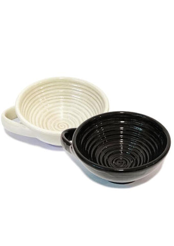 White and black Zenith ceramic shaving bowls