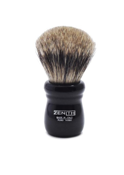 Zenith 505 shaving brush with best badger bristles and black resin handle