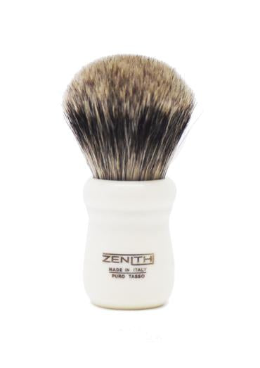 Zenith 505 shaving brush with best badger bristles and ivory resin handle