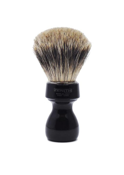 Zenith 506 shaving brush with best badger bristles and black resin handle
