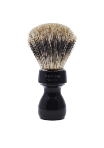 Zenith 506 shaving brush with best badger bristles and black resin handle
