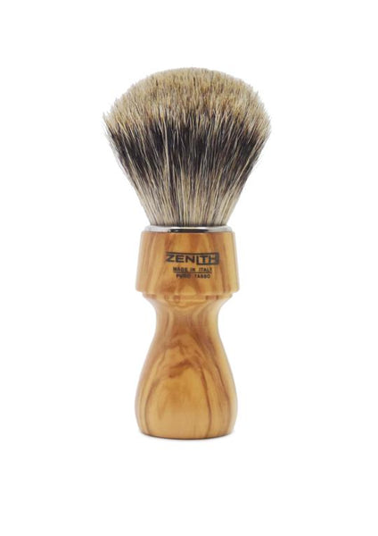 Zenith 507 shaving brush with best badger bristles and olive wood handle