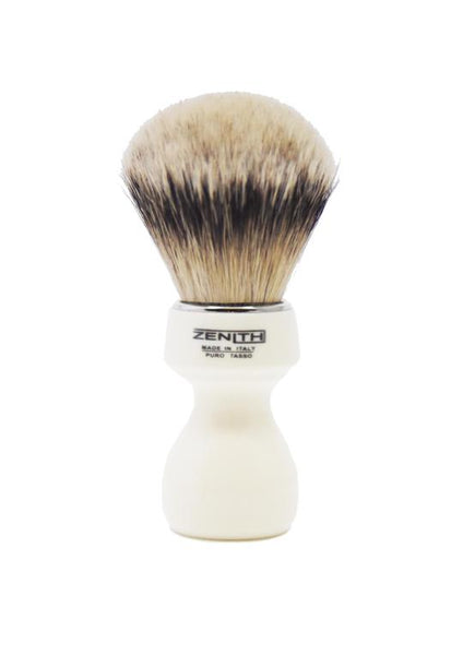 Zenith 506 shaving brushes with silvertip badger bristles and ivory resin handle