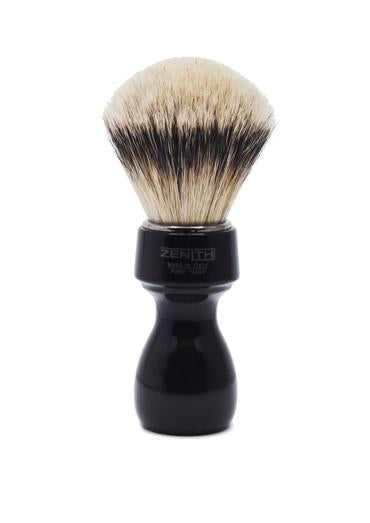 Zenith 507 shaving brushes with silvertip badger bristles and black resin handle