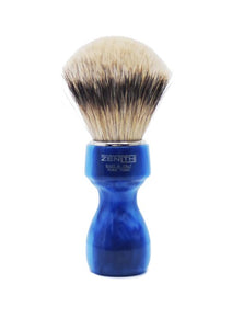 Zenith 507 shaving brushes with silvertip badger bristles and blue marble resin handle