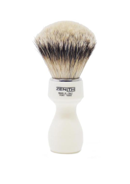 Zenith 507 shaving brushes with silvertip badger bristles and ivory resin handle