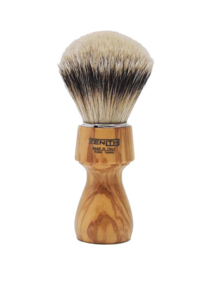 Zenith 507 shaving brushes with silvertip badger bristles and olive wood handle